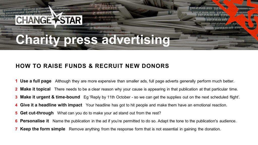 Charity press advertising